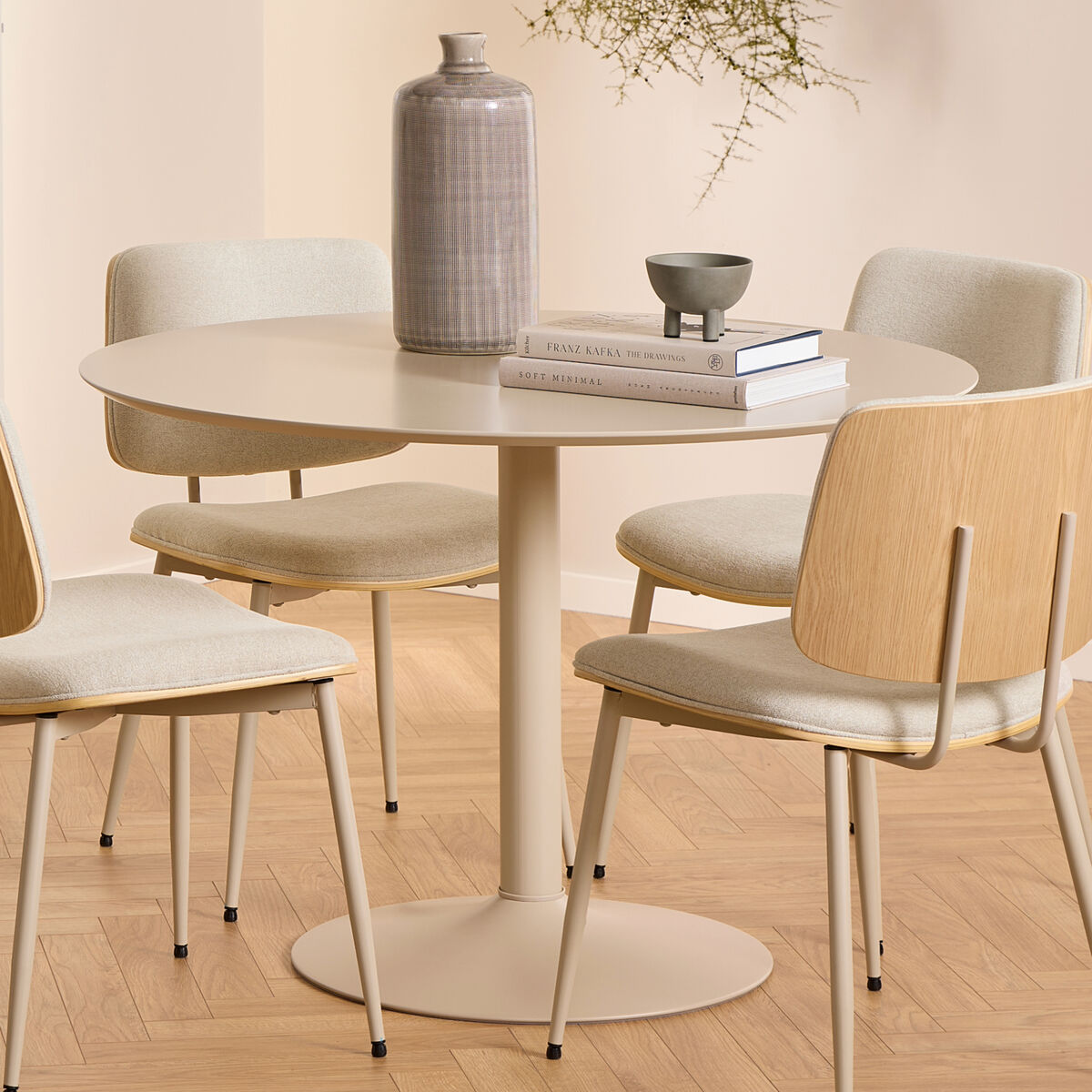 Saini pyöreä ruokapöytä Ø110 cm beige